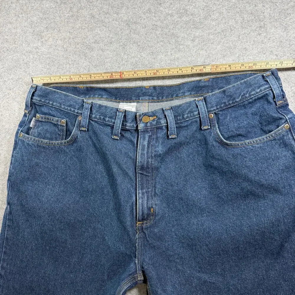Carhartt Relaxed Fit Jeans Men 46x30 Dark Blue Denim Heavy Duty Workwear Durable